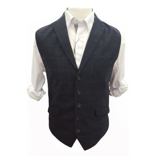 Crespo Mens New Ryan Mens Check Waistcoat Navy 