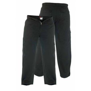 Duke London Mens New Cargo Cotton Combat 6 Pocket Trousers Black