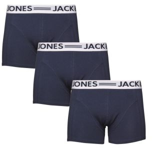 Jack & Jones Mens 3 Pack Sense Boxer Trunks Shorts Dress Blue