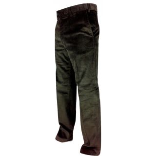 Mens Carabou Expandable Waist New Thick Jumbo Corduroy Trousers Olive