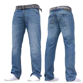 Crosshatch Mens Wak New Straignt Leg Jeans Mid Stonewash