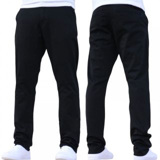 Enzo New Mens EZ348 Slim Fit Stretch Designer Black Jeans Chinos