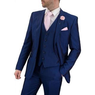 Cavani Mens Ford Suit Blue 3 Piece Work, Wedding or Party Suit BNWT