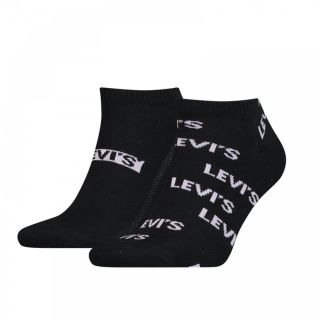 Mens Levis Low Cut Logo Aop 2 Pack Ankle Socks Black