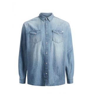 Jack & Jones Mens Kingsize Vintage New Sheridan Denim Shirt Blue