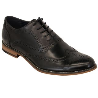 Cavani Oxford Real Leather Black Gatesby Brogues Casual Designer Retro Shoes