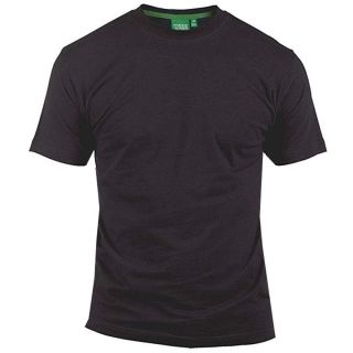 Mens D555 New Premium Weight Combed Cotton King Size Crew Neck T-Shirt Black
