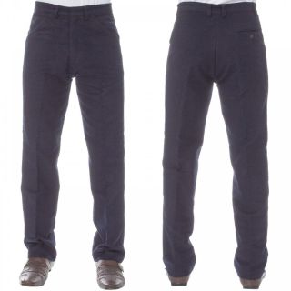 Mens Carabou New Casual Plain Moleskin Work Hunting Trousers Navy