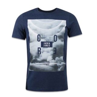 Jack & Jones Men's JCOLION Tee Shirt Crew Neck T-Shirt Sky Captain