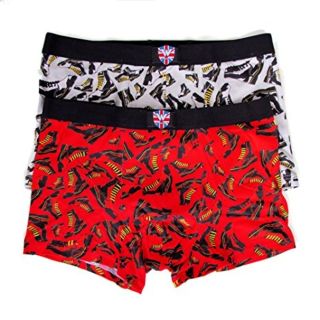 Warrior Mens Boot Boy Dr Martin Style Boxer Shorts 2 Pack Red & Grey