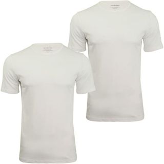 Jack & Jones New Mens 2 Pack Crew Neck Slim Fit T-shirt Stretchy Plain Lycra Cotton Tee White