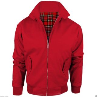 Threads Mens Harrington Vintage Jacket Coat Mod Tartan Check Red