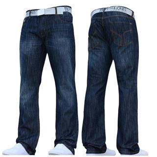 Smith & Jones Mens Furio Straight Leg Jeans Dark Used Look