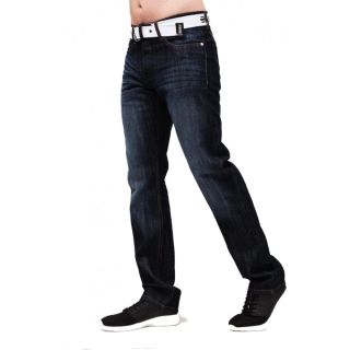 Mens Crosshatch New Princed Straignt Leg Jeans Dark Wash