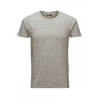 Jack & Jones New Mens Crew Neck Slim Fit T-shirt Stretchy Plain Lycra Cotton Tee Grey