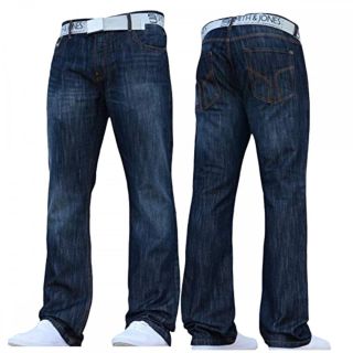 Smith & Jones Mens Zuccio Bootcut Leg Jeans Dark Used Look