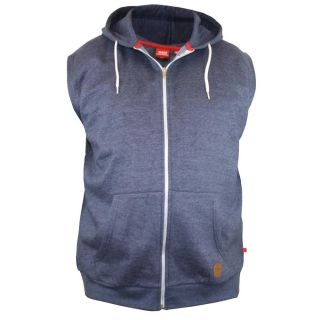 Mens D555 New Big King Size Blake Sleeveless Hooded Tops Blue Melange