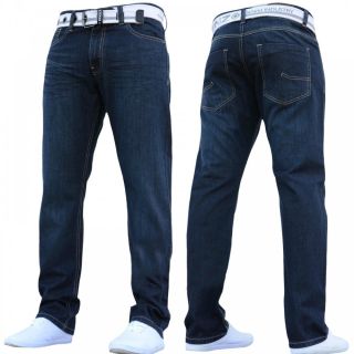 Enzo Mens EZ 324 Designer Straight Fit Denim Jeans Pants Rinse Wash 