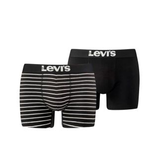 Mens Levi's New Branded 2 Pack Striped Boxer Briefs Jet Black