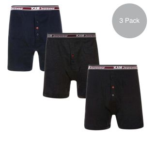 Kam New Mens Kingsize Big Cotton Boxer Shorts Button Fly XL Underwear 3 Pack