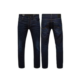 Jack & Jones 36" Leg Tim Original Slim Fit Distressed Jeans Medium Blue
