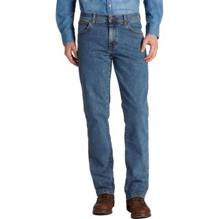 Wrangler Texas Mens New Stretch Regular Fit Authentic Jeans Stonewash Blue