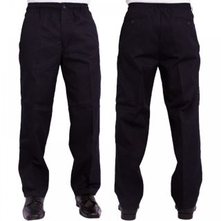 Mens Carabou New Elasticated Waist Work Casual Plain Rugby Trousers Navy