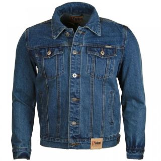 Duke New Mens Quality Denim Trucker Jean Jacket Blue