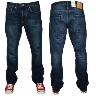 Jack & Jones Clark Comfort Fit Straight Leg Jeans Dark Used Look