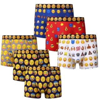 3 Men's Emoji Smiley Faces Cotton Boxer Shorts Trunks Underwear All Sizes