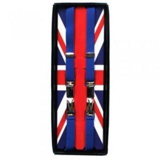 Union Jack Classic 1/2" 14mm Thin Black Mens Braces Royal Blue
