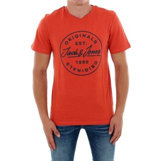 Mens Jack & Jones New JORLANGMORE Designer Classic T Shirt Chilli