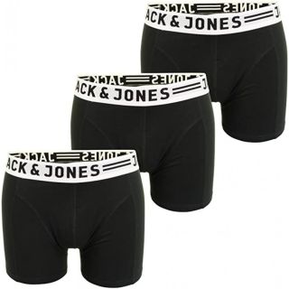 Jack & Jones Mens 3 Pack Casual Designer Sense Boxer Trunks Shorts Black