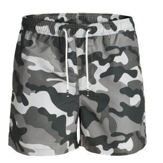 Jack & Jones Mens Army Camoflage New Cali Swim Shorts Charcoal