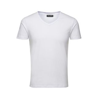Jack & Jones New Mens V Neck Slim Fit T-shirt Stretchy Plain Lycra Cotton Tee White