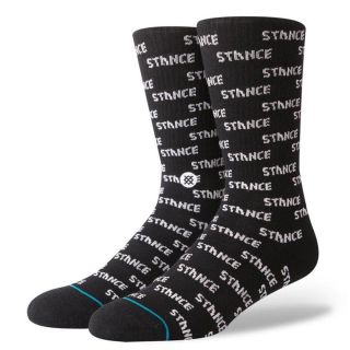 Stance Mens Branded New Classic Crew Comfort Repeat Socks Black