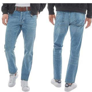 Crosshatch Bancrofter Mens new Branded Regular Fit Straight Leg Denim Jeans Mid Wash