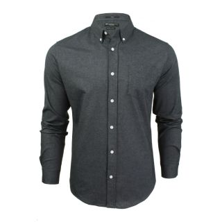 Crosshatch Mens Oxford Almond Cotton Shirt Black