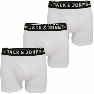 Jack & Jones Mens 3 Pack Casual Designer Sense Boxer Trunks Shorts White