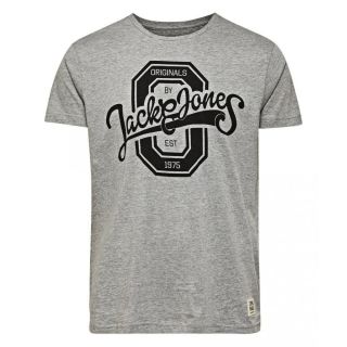 Jack & Jones Mens Casual Raffa Crew Neck T-Shirt Grey