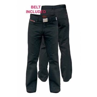 Duke London Mens Original Fit Zip Fly Enzyme Washed Bedford Cord Black