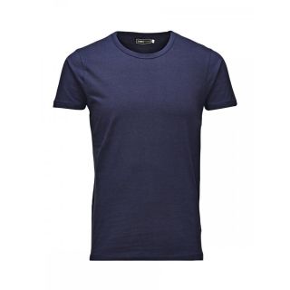 Jack & Jones New Mens Crew Neck Slim Fit T-shirt Stretchy Plain Lycra Cotton Tee Navy