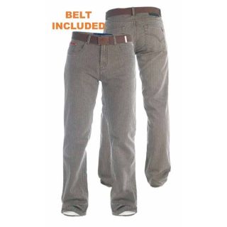 Duke London Mens Original Fit Zip Fly Enzyme Washed Bedford Cord Brown