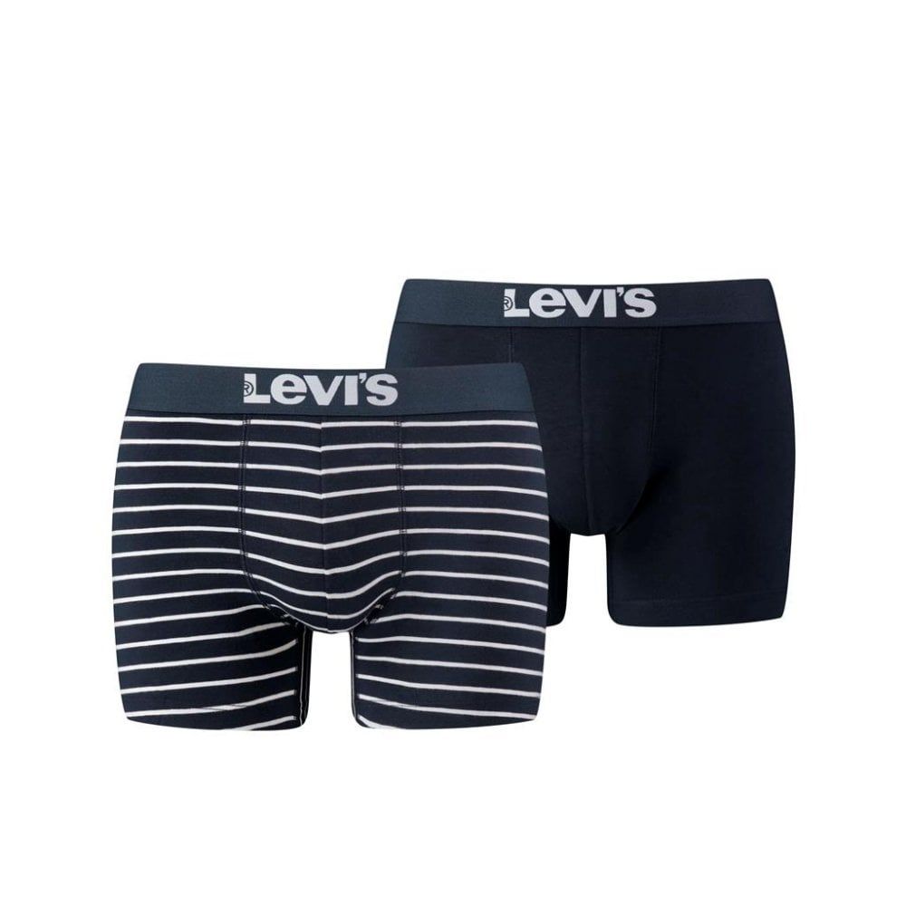 Mens Levi's New Branded 2 Pack Striped Boxer Briefs Navy