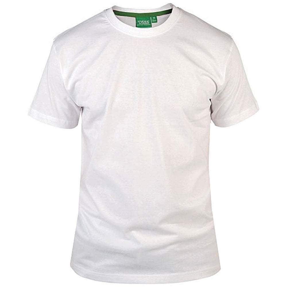 Mens D555 New Premium Weight Combed Cotton King Size Crew Neck T-Shirt White