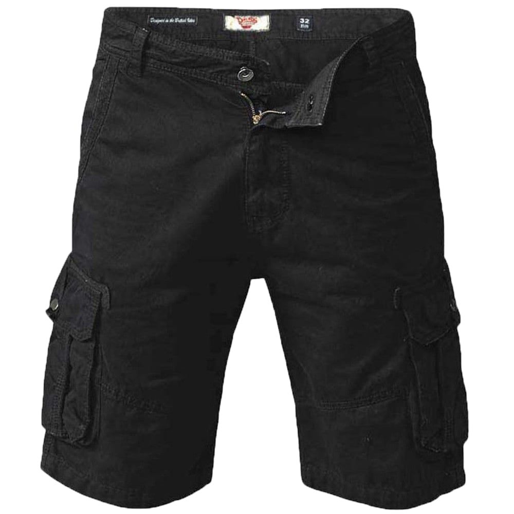 D555 Mens Greg Designer Cargo Combat Chino Shorts Black