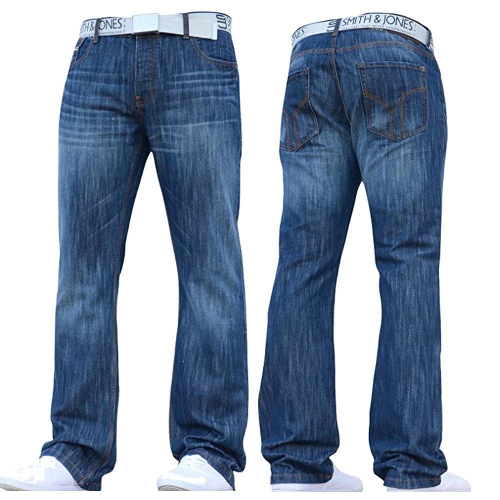 Smith & Jones Mens Furio Straight Leg Jeans Stonewash Blue