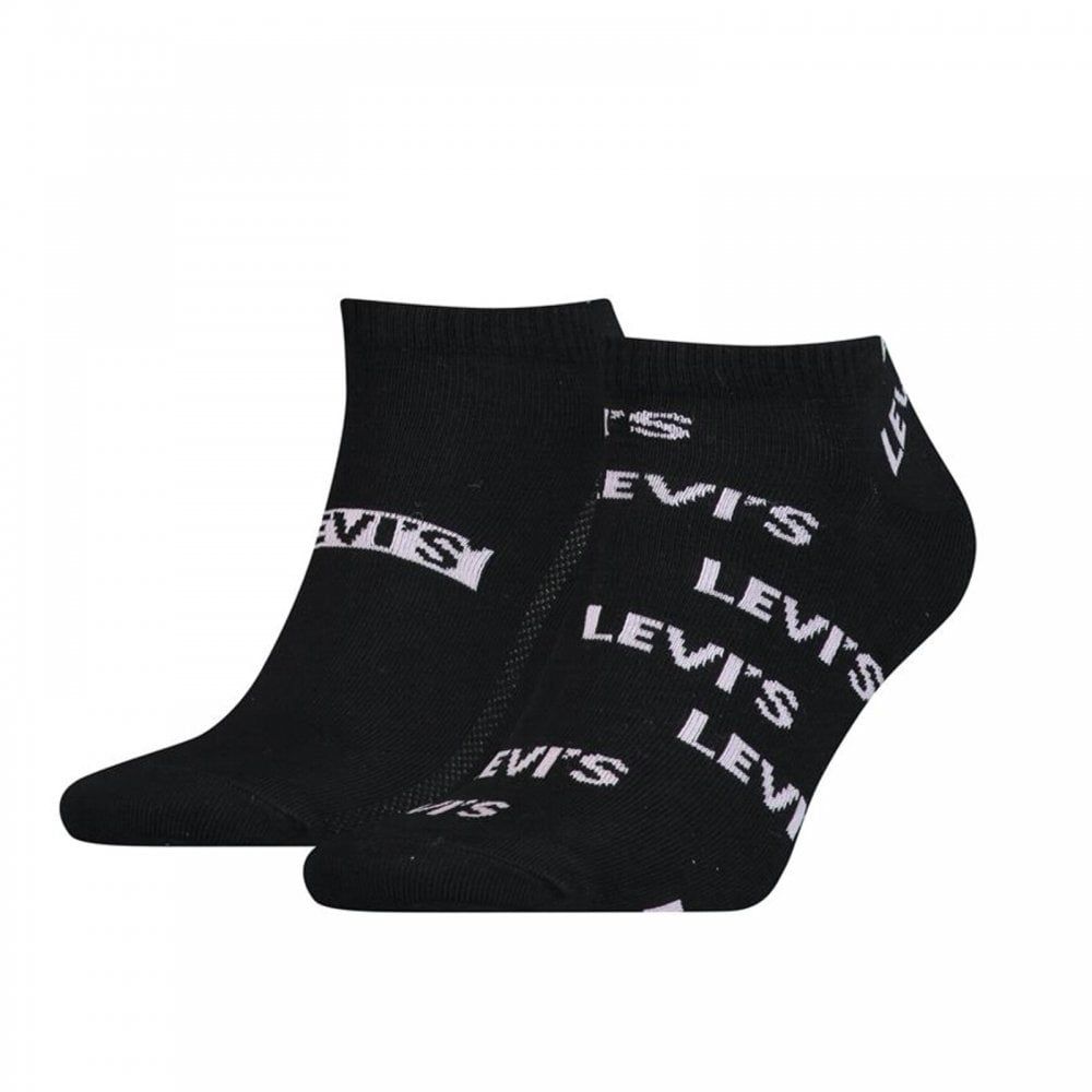 Mens Levis Low Cut Logo Aop 2 Pack Ankle Socks Black
