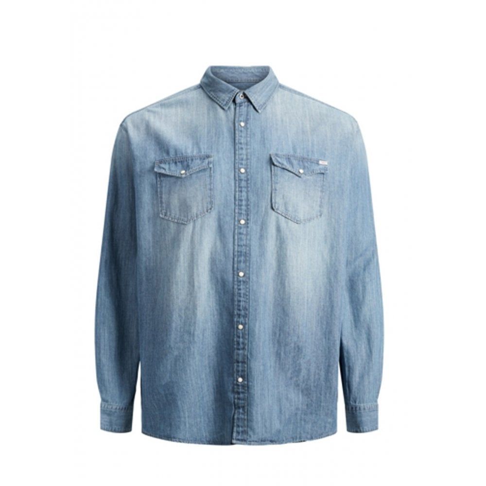 Jack & Jones Mens Kingsize Vintage New Sheridan Denim Shirt Blue