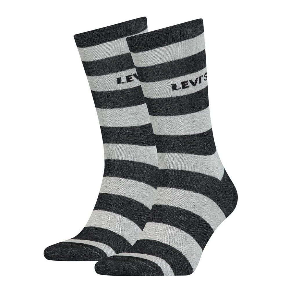 Mens Levis 2 Pack New Striped Logo Socks Black